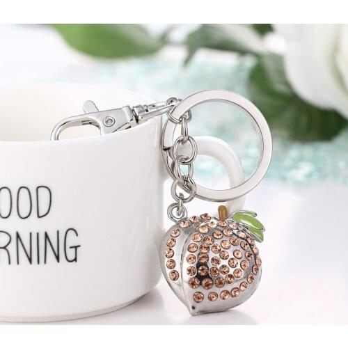 2021 new cute and beautiful rhinestone crystal pink peach wallet bag keychain birthday party gift