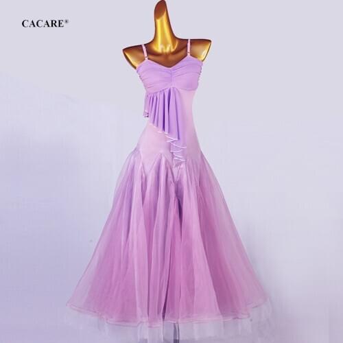 CACARE Ballroom Dance Competition Dresses Waltz Dress Standard Dance Dresses Customize D0894 Backless Mesh Sleeve Big Sheer Hem