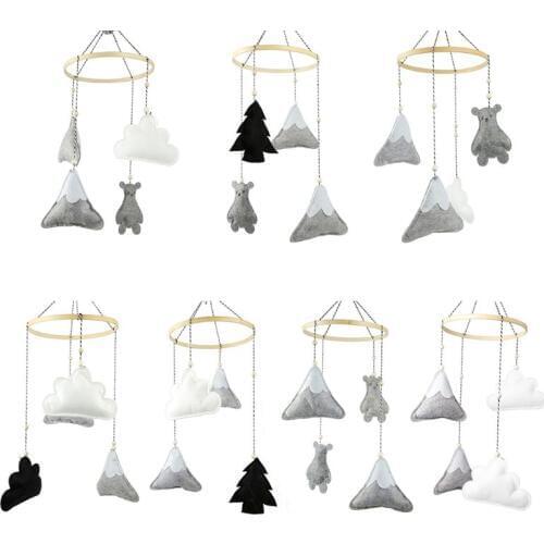 Baby Bear Felt Pendants Crib Mobile Rattles Bed Bell Wind Chimes Toys Kids Children Room Hanging Decor