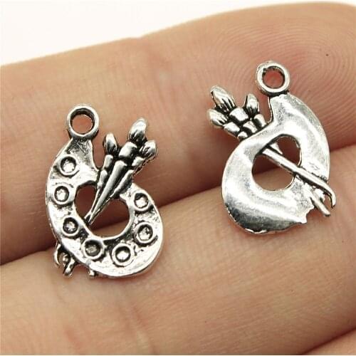 40pcs/lot Plate Watercolor Paint Tray Charms 16x12mm Antique Silver Color Pendants DIY Making Findings Handmade Tibetan Jewelry