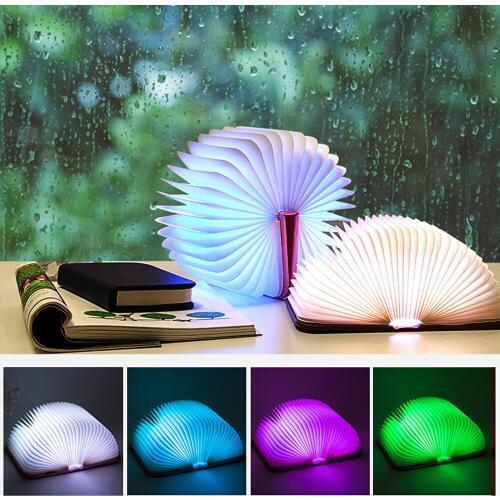 Hot Sale for Home Decor Portable USB Rechargeable LED Magnetic Foldable Wooden Book Lamp Night Light Desk Lamp