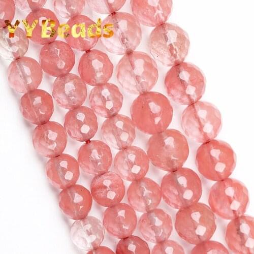 Natural Faceted Watermelon Red Quartz Stone Beads Loose Charm Beads For Jewelry Making Women Bracelets Ear Studs 4 6 8 10 12mm