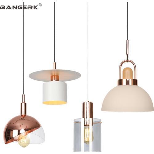 Simple Glass Pendant Light LED Nordic Loft Decor Modern Hanging Lamp Iron Fixtures Dining Room Bedroom Home Lighting Luminaire