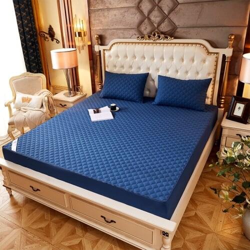 Cross-border Waterproof Solid Color Full All-inclusive Quilted Bedspread Detachable Thick Mattress Cover Bedspread Colcha