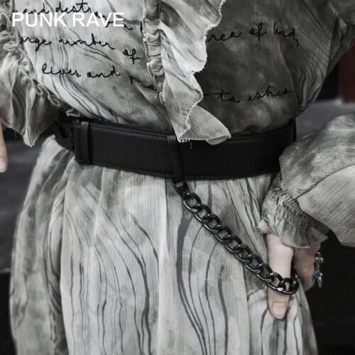 PUNK RAVE Girls Punk Dark Handsome All-match PU Leather Belt Fashion Ladies All-match Tide Sexy Belts Accessories
