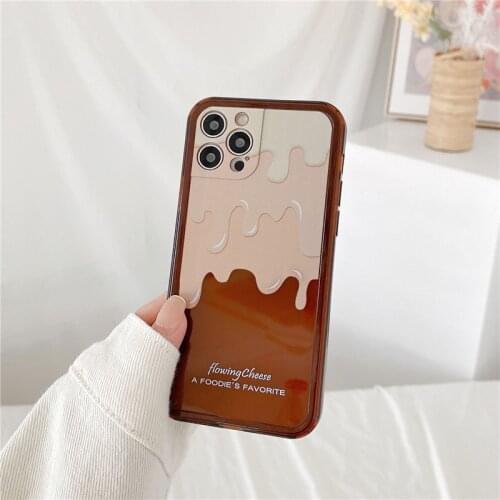 Retro Sweet chocolate cheese ice cream art Phone Case For iPhone 11 12 Pro Max Xs Max XR Xs 7 8 Plus 7Plus case Cute soft Cover