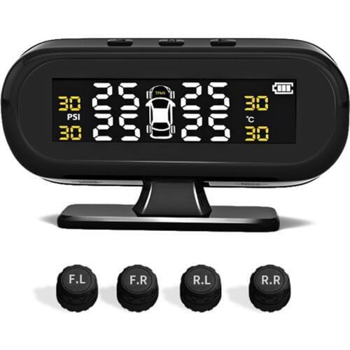 TPMS Auto Security Alarm Car Solar Energy Tire Pressure Monitoring System Wheel Tyre Wireless External Sensors 4pcs