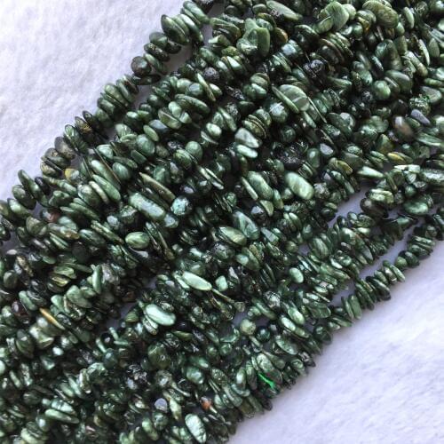 High Quality Natural Genuine Green Seraphinite Nugget Chip Loose Beads 3x8mm