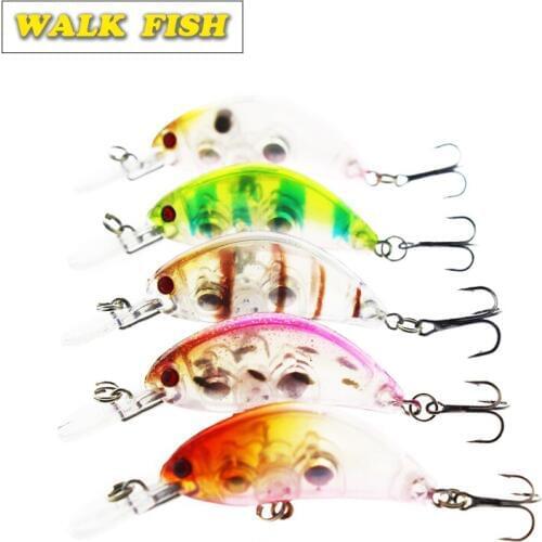 Walk Fish 5Pcs/Lot Slow Floating Wobble 5.5cm 3.9g Crankbait Hard Bait Tight Japan Fishing Tackle Lure Wobbler Transparent