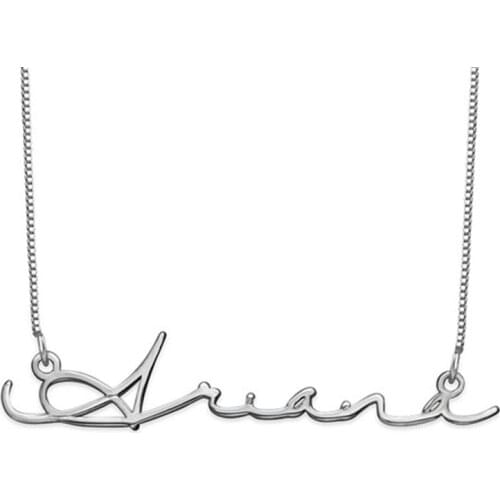AIYANISHI 925 Silver Custom Jewelry Personalized Name Pendant Necklace Handmade Cursive Choker Women Men Bijoux BFF Jewelry Gift