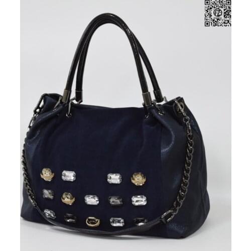 Womens bag, posess store, m19-5, stones, the front side of natural suede