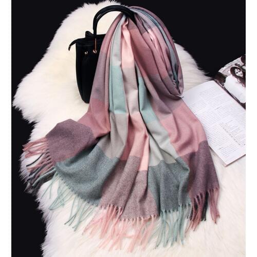 Winter Scarves Women Imitate Cashmere Scarf Korean Fashion Plaid Shawl Wrap for Girls Echarpe Cute Student Foulard Femme Scarfs