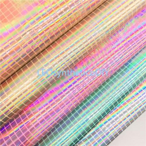 1PC 21X29CM Iridescent Plaids Check Synthetic Leather Fabric Leather Sheets, PU Leather For Making Bows LEOsyntheticoDIY R117
