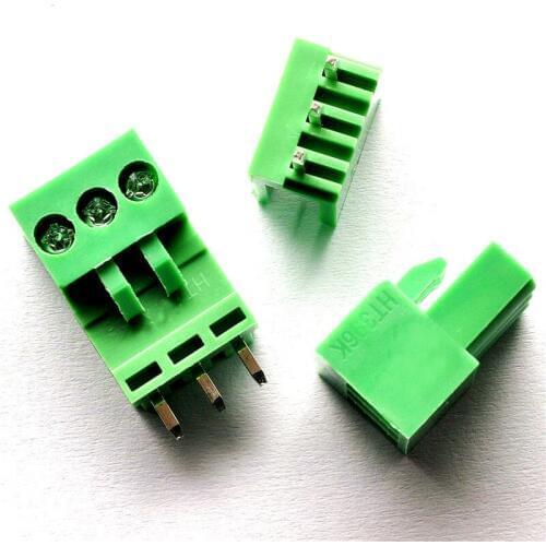 10set /lot 3.96mm Spacing 3 Pin Screw Pluggable Block Terminal Connectors Straight Single Row AC 300V 10A Green KFHT396-3P
