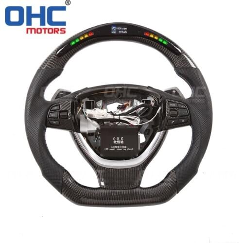 100% Real Carbon Fiber LED Performance Steering Wheel compatible for F10 F12 F01 5 6 7 Series
