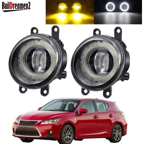 2 X Angel Eye Fog Light Assembly Car LED Lens Fog DRL Daytime Running Lamp 12V For Lexus CT200h 2011 2012 2013 2014