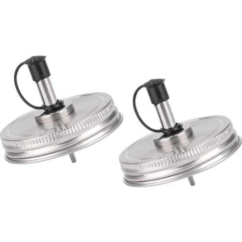 2 Pcs Regular Mouth Mason Jar Pour Spout Lids with Caps for Olive Oil Cocktail Dispenser and Salad Dressing Shaker