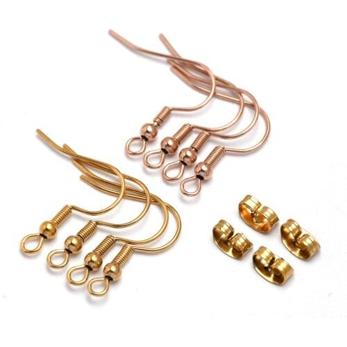 30Pcs Stainless Steel Vacuum plating Colorfast Earring Hooks, Earring DIY Making Supplies Ear Wires and Butterfly Earnut Backs