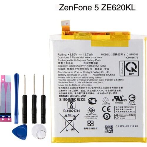 Original ZenFone 5 Phone Battery For ZE620KL Z01RD X00QD 3300mAh C11P1708