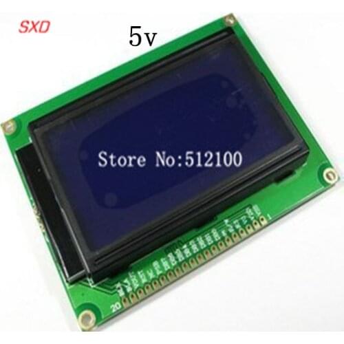 FREE SHIPPING 5PCS Serial Port 5V LCD12864 LCD 12864 blue screen with backlight LCD 12864-5V ST7920