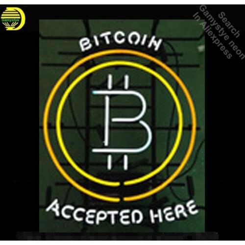 Bitcoin Accepted Here Neon Sign neon bulb Sign Neon light Sign glass Tube Beer Pub Handcraft Commercial Iconic Sign Neon lights