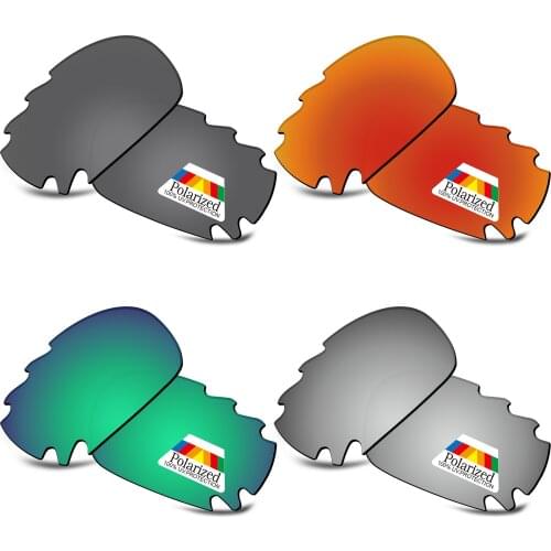 Bwake 4 Pairs Black & Silver & Green & Fire Red Polarized Replacement Lenses for-Oakley Jawbone Vented Sunglasses Frame