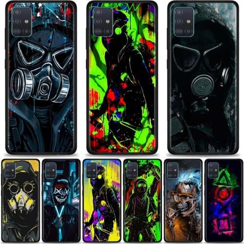 Phone Case For Samsung Galaxy A51 A71 5G A21 A11 A31 A41 A91 A72 A12 A02 Soft Silicon coque Bumper DJ Man Antigas mask Anti-Fall