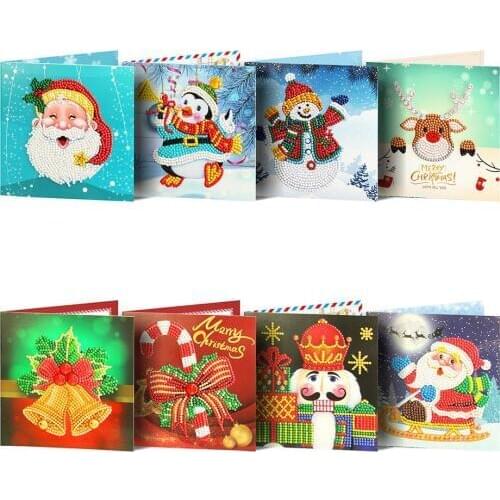 Daimond Painting 5D Full Square/Round Drill Gift Christmas Cards Santa Claus Diamond Rhinestone Crystal Cross Stitch Mosaic