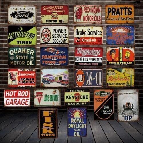 [ DecorMan ] Sterling Vacuum Motor oil Tires Power Lube TIN SIGN Custom wholesale Mural Paintings Bar PUB Decor LT-1873