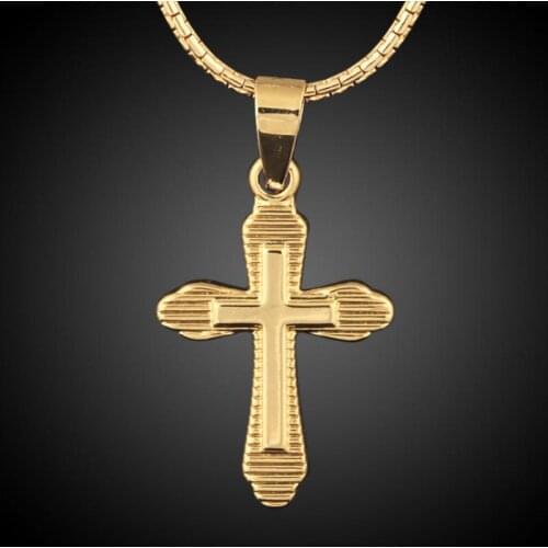European and American Cross Pendant Fashion Jesus Necklace Gold Necklace Striped Cross