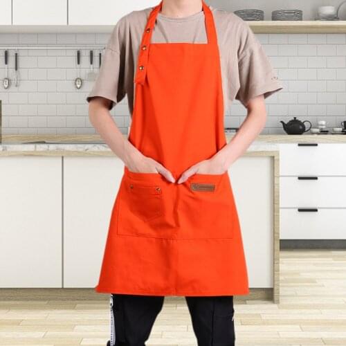 Custom apron add text Black Unisex work kitchen waiter apron Cooking Baking Restaurant Aprons with pockets