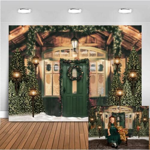 Photography backdrop Christmas tree house background for photo studio snow white family glitter Christmas photo background