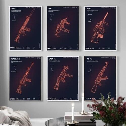 Personality Color Creativity Gun Silhouette Game Room Living Room Art Mural Home Decoration Art Decor Posters Canvas Painting