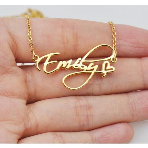 Customized Cursive Nameplate Name Necklace For Women gold Stainless Steel Name Necklace Handmade Jewelry Festival Best Gifts