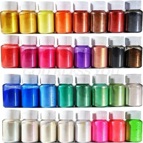 32 Colors Cosmetic Grade Pearlescent Natural Mica Mineral Powder Epoxy Resin Dye Pearl Pigment DIY Jewelry Crafts Making Tool