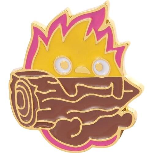 Cute Cartoon Calcifer Enamel Pin Japanese Anime Brooches Fire Elf Badge for Bag Lapel Pin Buckle Howl Jewelry Gift for Friends
