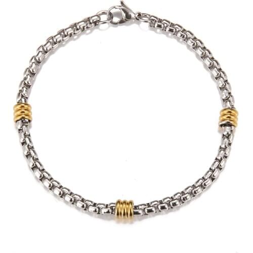 2021 Fashion Charm Silver Stainless Steel Bracelet Vintage Cuffs Golden Bead Accessory Bracelet for Womens Jewelry Pulseras