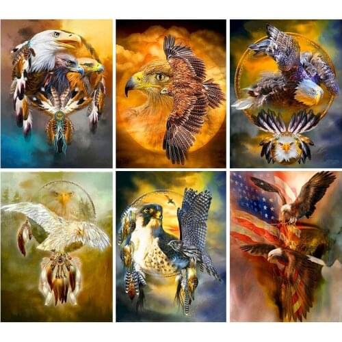 GATYZTORY DIY Eagle Pictures By Number Kits Painting By Numbers House Drawing On Canvas Animal Hand Painted Paintings Gift Home