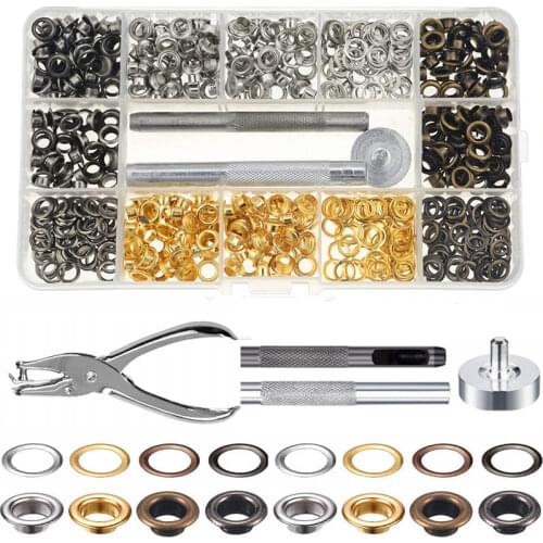 200pcs 6mm Metal Eyelet with Washer Fit Leather Craft Shoes Belt Cap Repair Accessories Bag Clothing Hat DIY Buttons Buckles Kit