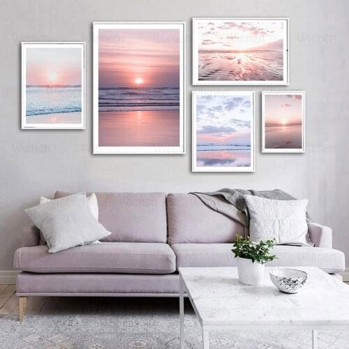 Sunlight Beach Sea Cloud Landscape Canvas Painting Posters and Prints Nordic Decorative Wall Art Pictures for Living Room