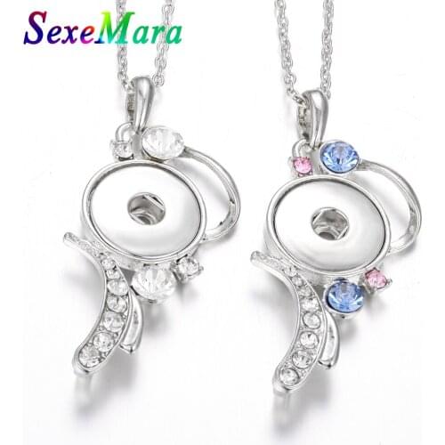 New Snap Jewelry Snap Button Necklace Trendy Rhinestone Pendant Necklace Fit 18mm Rhinestone Snap Button Jewelry for Women Men
