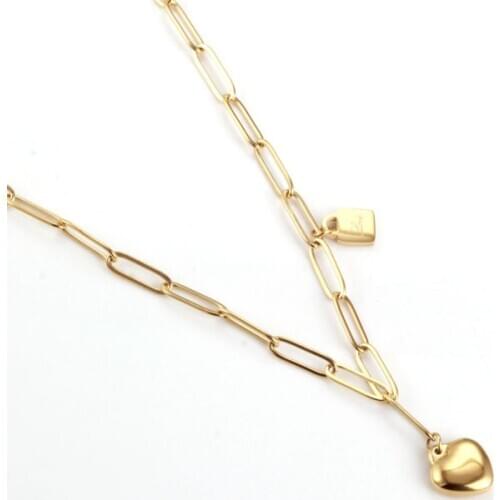 Heart Necklace Women Stainless Steel Woman Jewelry Accessories Chain Choker Necklace Pendant Fashion Jewellery Free Shipping