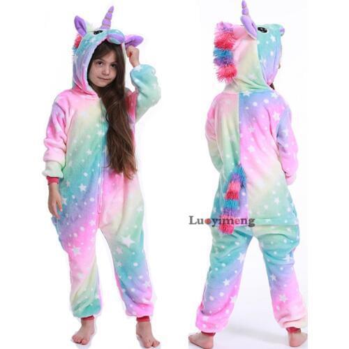 Kigurumi Pajamas Sleepwear For Girls Boys Unicorn Cartoon Jumpsuits Panda Onesies Pyjamas Kids Flannel Winter Unicornio Clothes