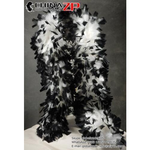 Manufacturer in CHINAZP Factory 150G/piece Exporting Good Quality White with Black Tips Turkey Flat Feather Boas
