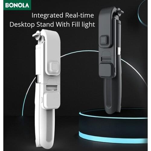 Bonola Handheld Selfie Stick Tripods Fill Light for iPhone 12 11 Pro Max/Samsung S21 Foldable Wireless Bluetooth Selfie Stick