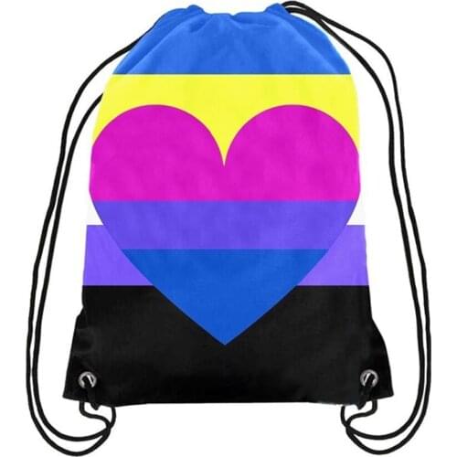 Pink Pride Heart Shape Drawstring Backpack LGBT Bag Sports 35x45cm Festival Polyester Vivid Color Digital Printed Hot Seling