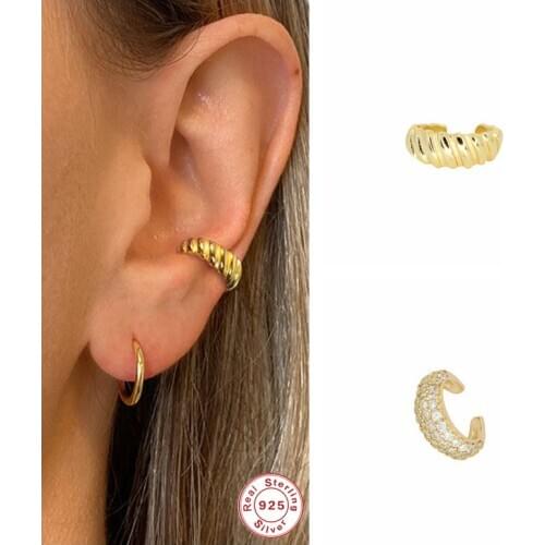 1PCS Real 925 Sterling Silver Ear Cuff Faux Piercing Clips On Earring Earrings For Girl Women Earcuff Clip Oorbelle Fine Jewelry