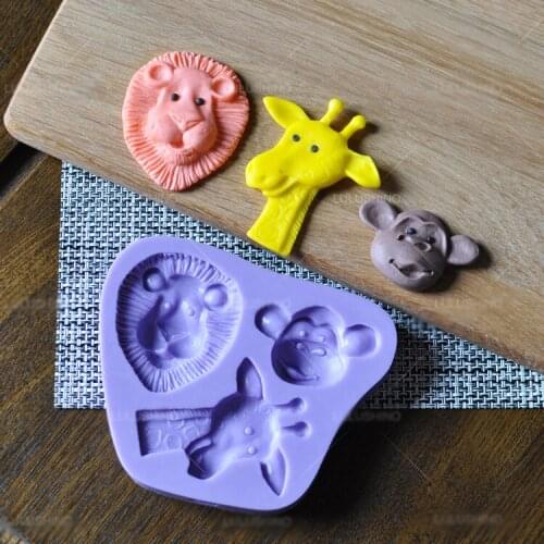 Giraffe Lion Monkey silicone fandont mold Silica gel moulds Giraffe Lion Monkey Chocolate molds candy mould silicone molds
