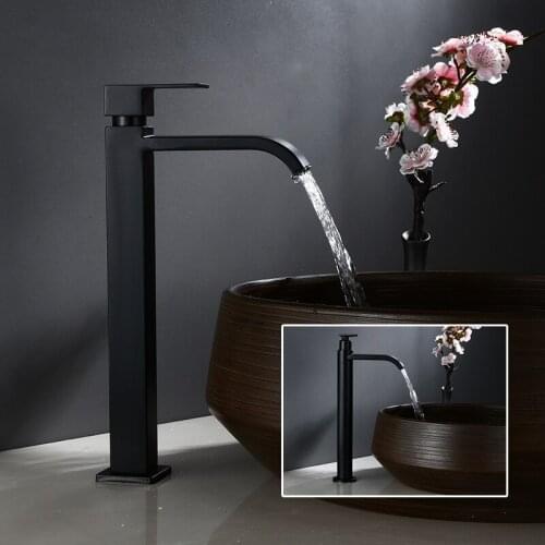 Basin faucet Only Cold bathroom faucet Black basin Tap bathroom sink faucet tall 304 Stainless Steel faucet for cold water