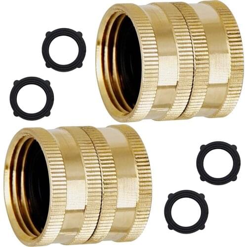 3/4 Inch Heavy Duty Brass Garden Hose Adapter with Dual Swivel for Male Hose to Male Hose, Double Female